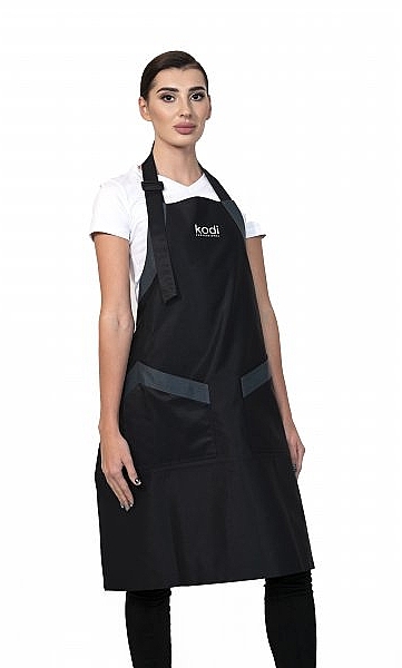 Довгий фартух, чорний з сірими вставками, білий логотип - Kodi Professional — фото N1