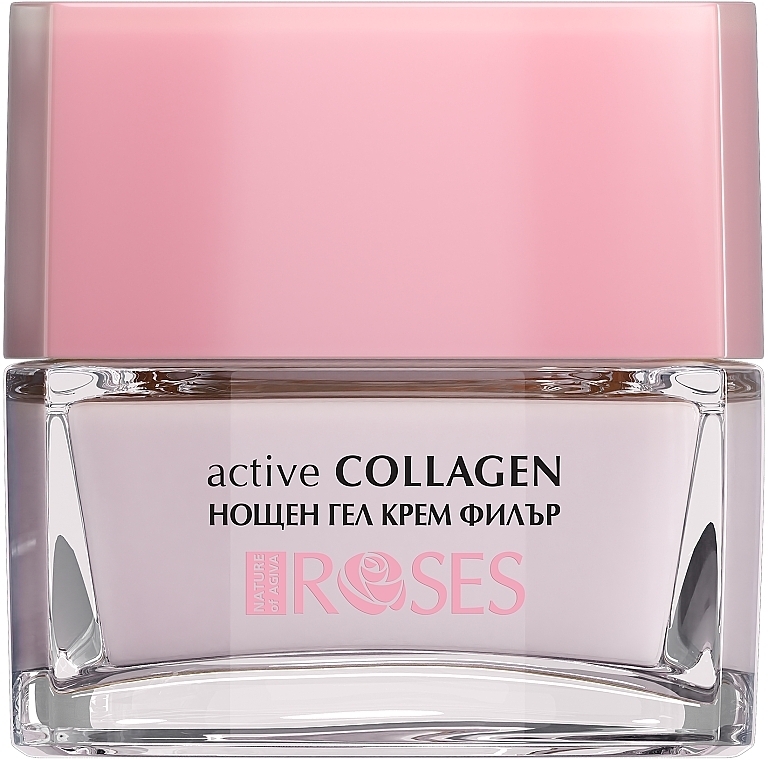 Ночной гель с активным коллагеном и розовой водой - Nature of Agiva Roses Active Collagen Night Gel Cream — фото N1
