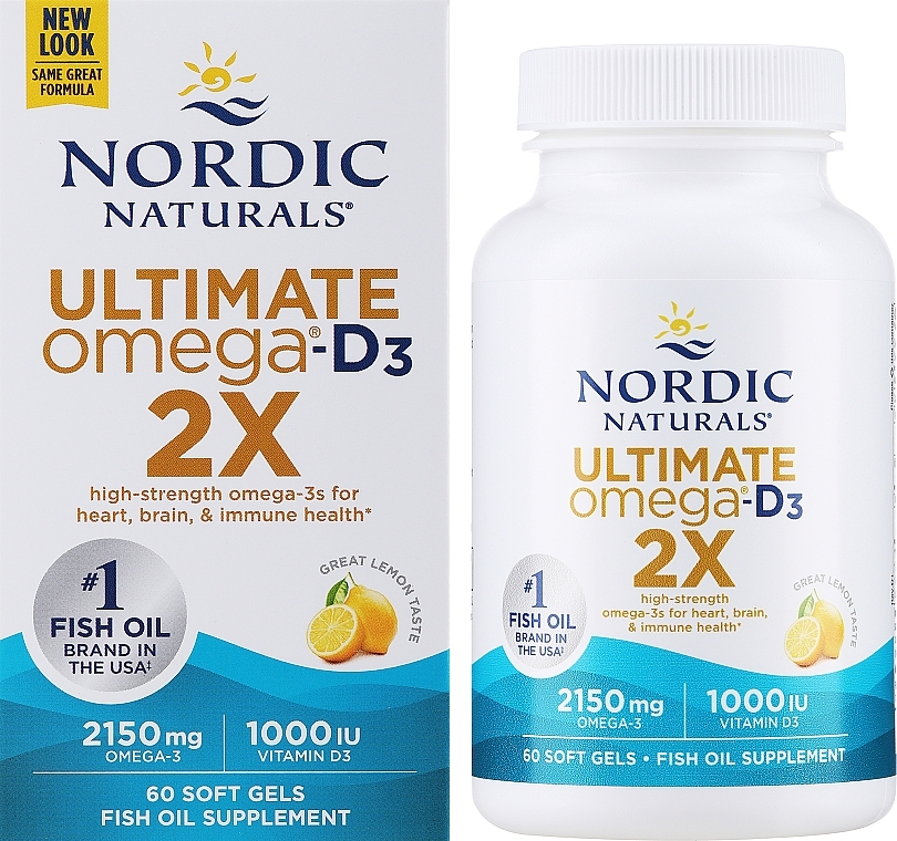 Харчова добавка зі смаком лимона "Омега 2X + вітамін D3", 2150 мг - Nordic Naturals Omega 2X With Vitamin D3 — фото N2