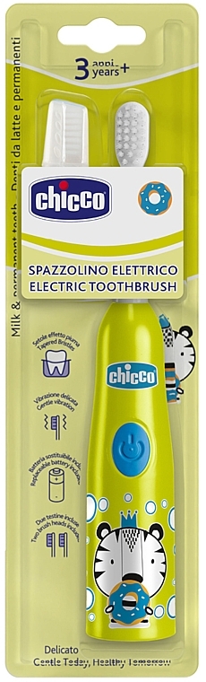 Електрична зубна щітка для дітей 3+, зебра - Chicco Milk And Permanent Teeth Electric Toothbrush — фото N2