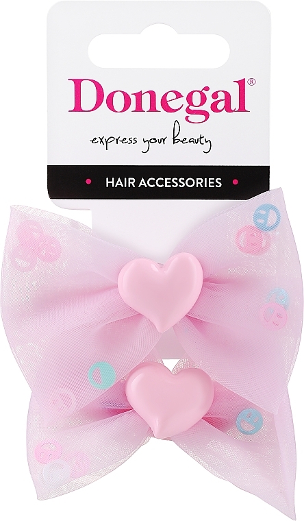 Набор резинок для волос FA-5602, 2 шт, светло-розовые бантики - Donegal — фото N1