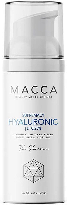 Зволожувальна емульсія для комбінованої й жирної шкіри - Macca Supremacy Hyaluronic 0,25% Emulsion Combination To Oily Skin — фото N1