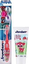 Набор с олененком, розовая щетка - Jordan (toothbrush/1pc + toothpaste/50ml) — фото N2