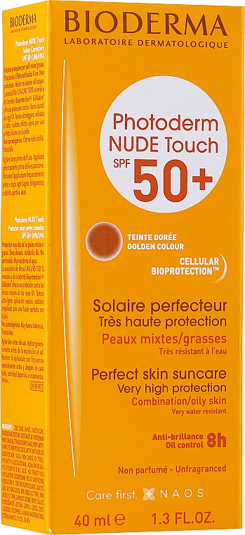 Солнцезащитный крем для жирной и комбинированной кожи лица - Bioderma Photoderm Nude Touch SPF50+ — фото N2