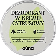 Натуральний цитрусовий крем-дезодорант - Auna — фото N1