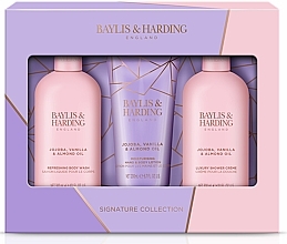 Набор - Baylis & Harding Jojoba, Vanilla & Almond Oil Luxury Bathing Essentials Gift Set (b/lot/200ml + b/wash/300ml + sh/cr/300ml) — фото N1