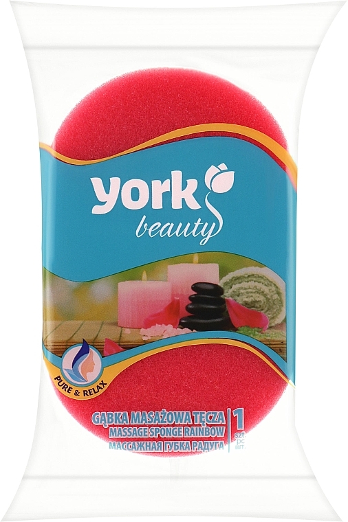 Губка для ванны и массажа "Радуга", красный + фиолетовый - York — фото N1