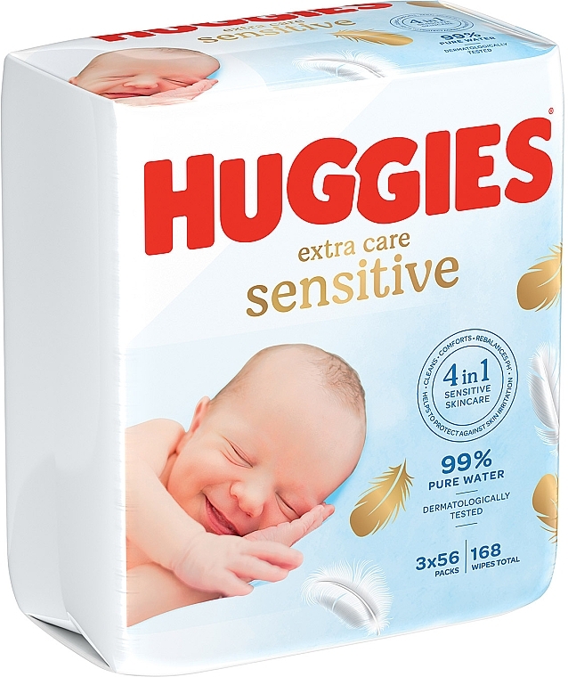 Детские влажные салфетки Pure Extra Care 2+1, 3x56 шт - Huggies — фото N2