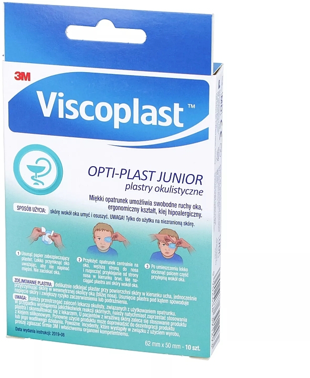 Офтальмологічні пластирі, 62 x 50 мм, 10 шт. - Viscoplast Opti-Plast Junior — фото N3