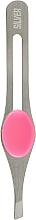 Пинцет скошенный SP-7105/2, 10см, розовый - Silver Style — фото N1