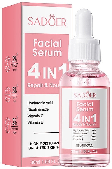 Сироватка для обличчя - Sadoer 4 in 1 Repair & Nourish Facial Serum — фото N1