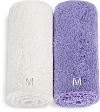 Парфумерія, косметика Набір рушників для обличчя, біле та фіолетове "Twins" - MAKEUP Face Towel Set Purple + White