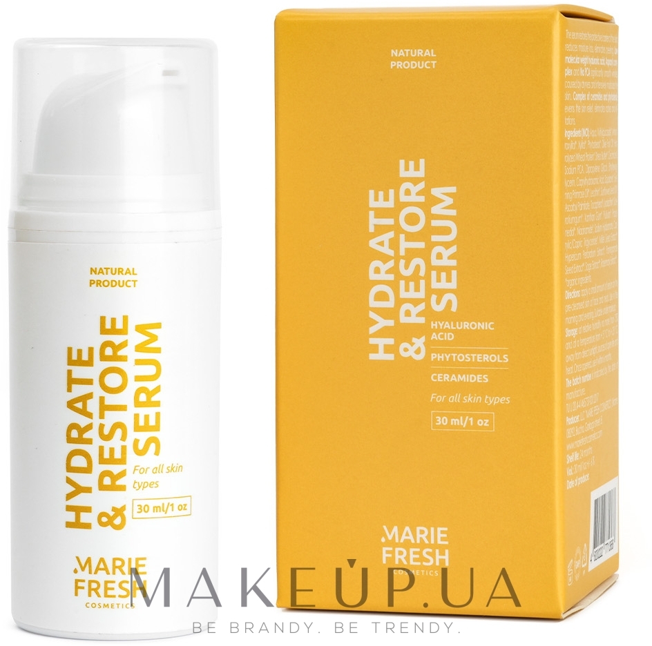 Сироватка для обличчя "Зволоження та відновлення" - Marie Fresh Cosmetics Hydra barrier serum — фото 30ml