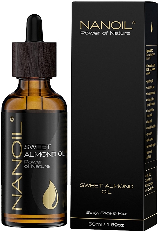 Масло миндальное - Nanoil Body Face and Hair Sweet Almond Oil — фото N2