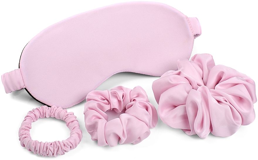 Набір аксесуарів подарунковий, рожевий "Sensual" - MAKEUP Gift Set Pink Sleep Mask, Scrunchies — фото N1