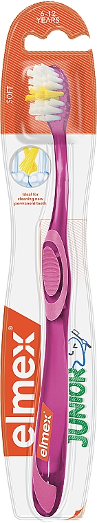 Зубная щетка детская "Юниор" от 6 до 12 лет, мягкая, розовая - Elmex Junior Toothbrush — фото N2