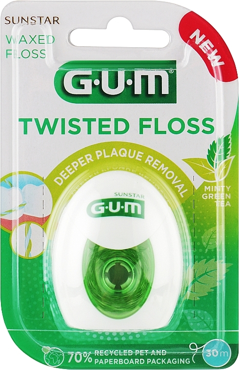 Зубна нитка вощена з м'ятою - G.U.M Sunstar Waxed Twisted Floss — фото N1