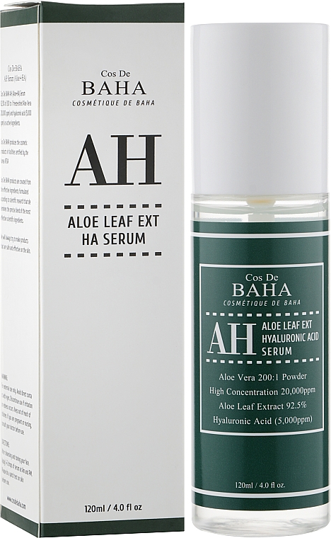 Концентрована сироватка для обличчя з алое вера - Cos De Baha Aloe Leaf Ext Hyaluronic Acid Serum — фото N2