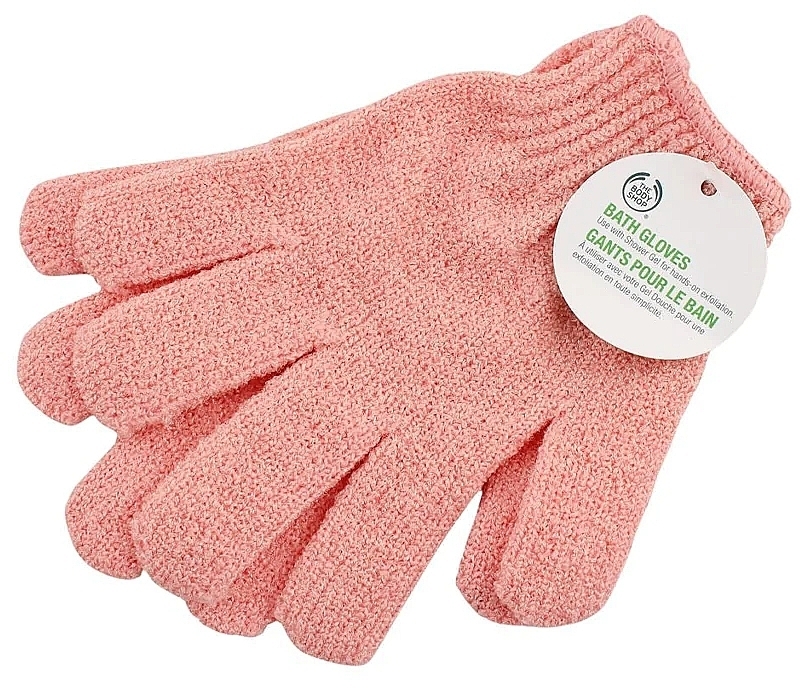 Розовая перчатка-мочалка для душа - The Body Shop Exfoliating Bath Gloves — фото N1