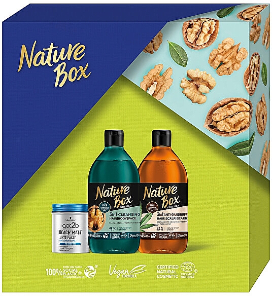 Набор - Nature Box For Men (shmp/2x385ml + h/paste/100ml) — фото N1