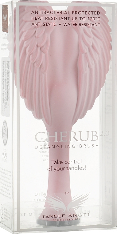 Щітка-янгол компактна, світло-рожева із сірим - Tangle Angel Cherub 2.0 Soft Touch Pink — фото N1