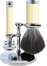 Духи, Парфюмерия, косметика Набор для бритья - Edwin Jagger Ivory & Chrome 3 Piece DE Set Black Synthetic