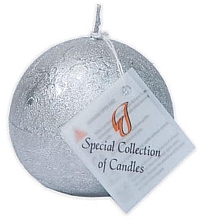 Свічка без запаху "Сфера", 6 см, срібляста - ProCandle Special Collection Of Candles — фото N1