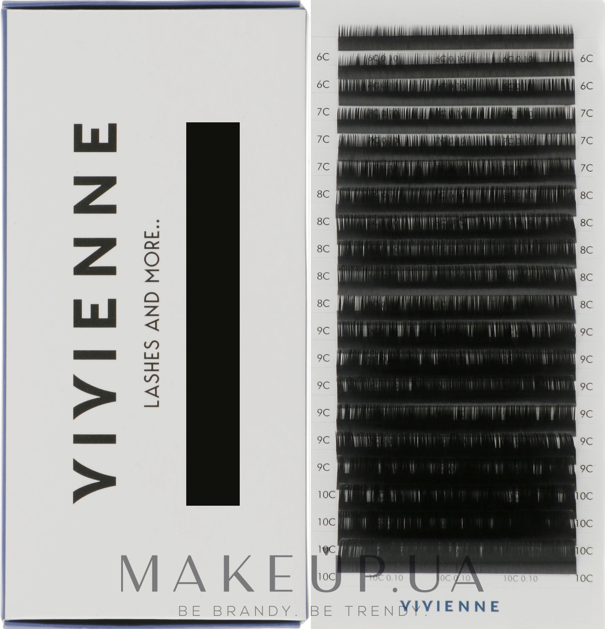 Накладні вії "Elite", чорні, 20 ліній (mix, 0,1, C, (6-10)) - Vivienne — фото 1уп