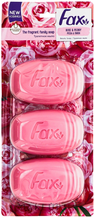 Туалетне мило з ароматом троянди та півонії - Fax — фото 3x100g