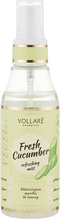 Тонік-спрей освіжальний "Огірковий" - Vollare Cosmetics VegeBar Fresh Cucumber Refreshing Face Mist — фото N1