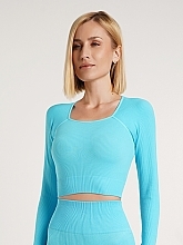 Парфумерія, косметика Кроп-топ лонгслів у рубчик "Crop Top Rib", sky blue - Giulia