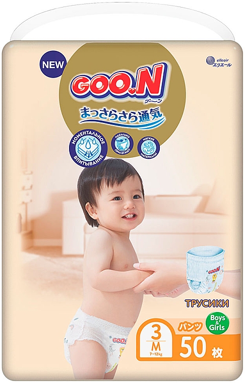 Трусики-подгузники для детей "Premium Soft" размер M, 7-12 кг, 50 шт. - Goo.N