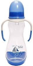 Пляшечка для годування з ручками та силіконовою соскою "Талія", 250 мл, блакитна - Lindo Pk 060 — фото N1