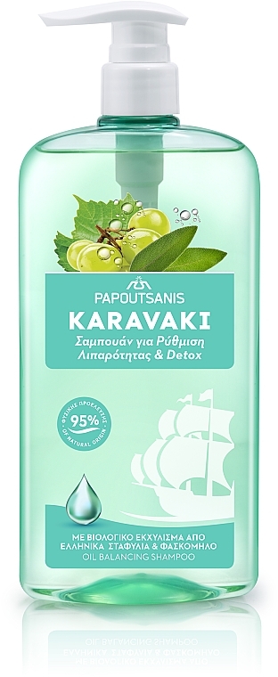 Шампунь для жирных волос - Papoutsanis Karavaki Oil Balance & Detox Shampoo