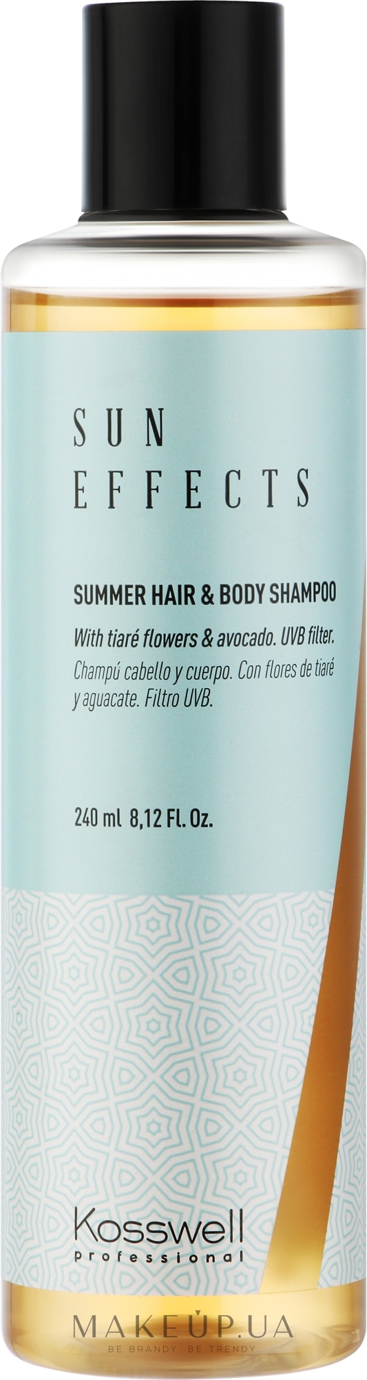 Шампунь для захисту волосся й тіла від сонця - Kosswell Professional Sun Effects Summer Hair & Body Shampoo — фото 240ml