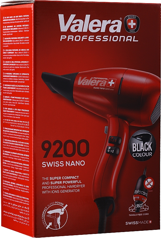 Фен для волосся, чорний - Valera Swiss Nano 9200 Ionic Rotocord — фото N3