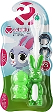 Детская зубная щетка с защитным чехлом "Кролик", зеленая - Setablu Baby Soft Rabbit Toothbrush — фото N1