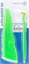 Набор "Ortho Pocket Set", зеленый - Curaprox (brushes 07,14,18/3pcs + UHS/1pcs + orthod/wax/1pcs + box) — фото N1