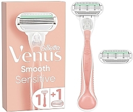Станок для гоління рожевий + 1 змінна касета - Gillette Venus Smooth Sensitive — фото N1