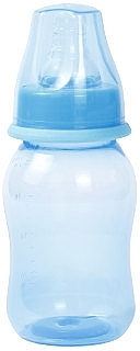 Бутылка цветная изогнутая с силиконовой соской, 125 мл, голубая - Lindo Li 132 — фото N1