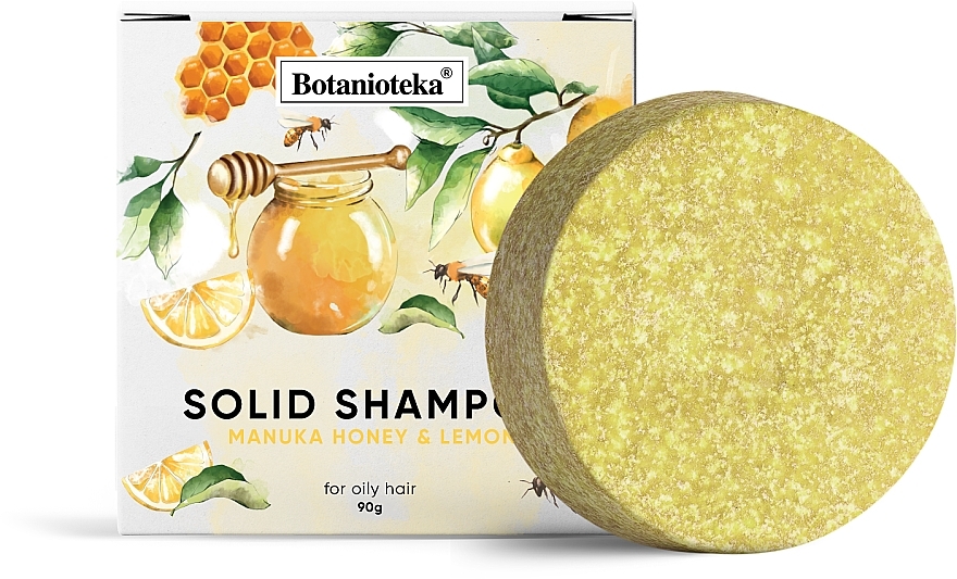 Твердый шампунь для жирных волос "Лимон и мед манука" - Botanioteka Solid Shampoo For Oily Hair