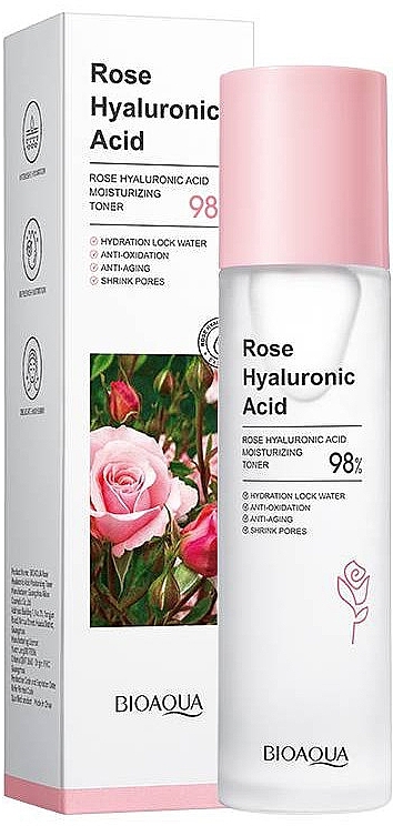 Тонік для обличчя з екстрактом рози та гіалуронової кислоти - Bioaqua Rose Hyaluronic Acid Toner — фото N1