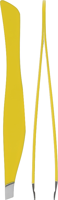 Пинцет скошенный эмалированный, желтый - Omkara — фото N1