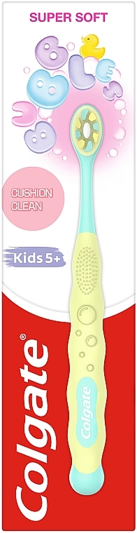Дитяча зубна щітка від 5 років, жовта - Colgate Cushion Clean Kids 5+ Super Soft — фото N1
