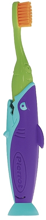 Дитяча зубна щітка "Акула", салатова, бірюзово-фіолетова - Pierrot Kids Sharky Soft — фото N3