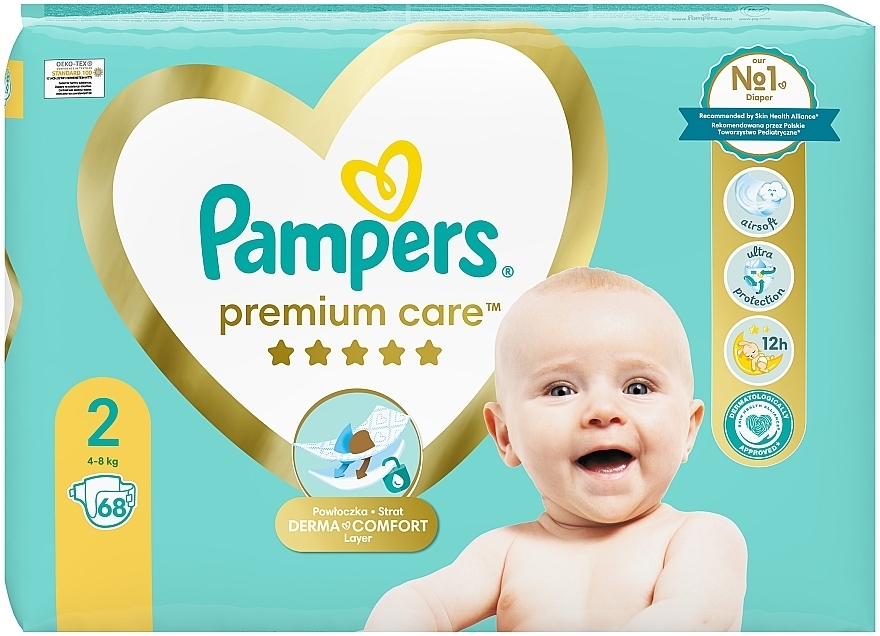 Підгузки Pampers Premium Care Newborn (4-8 кг), 68 шт. - Pampers — фото N2