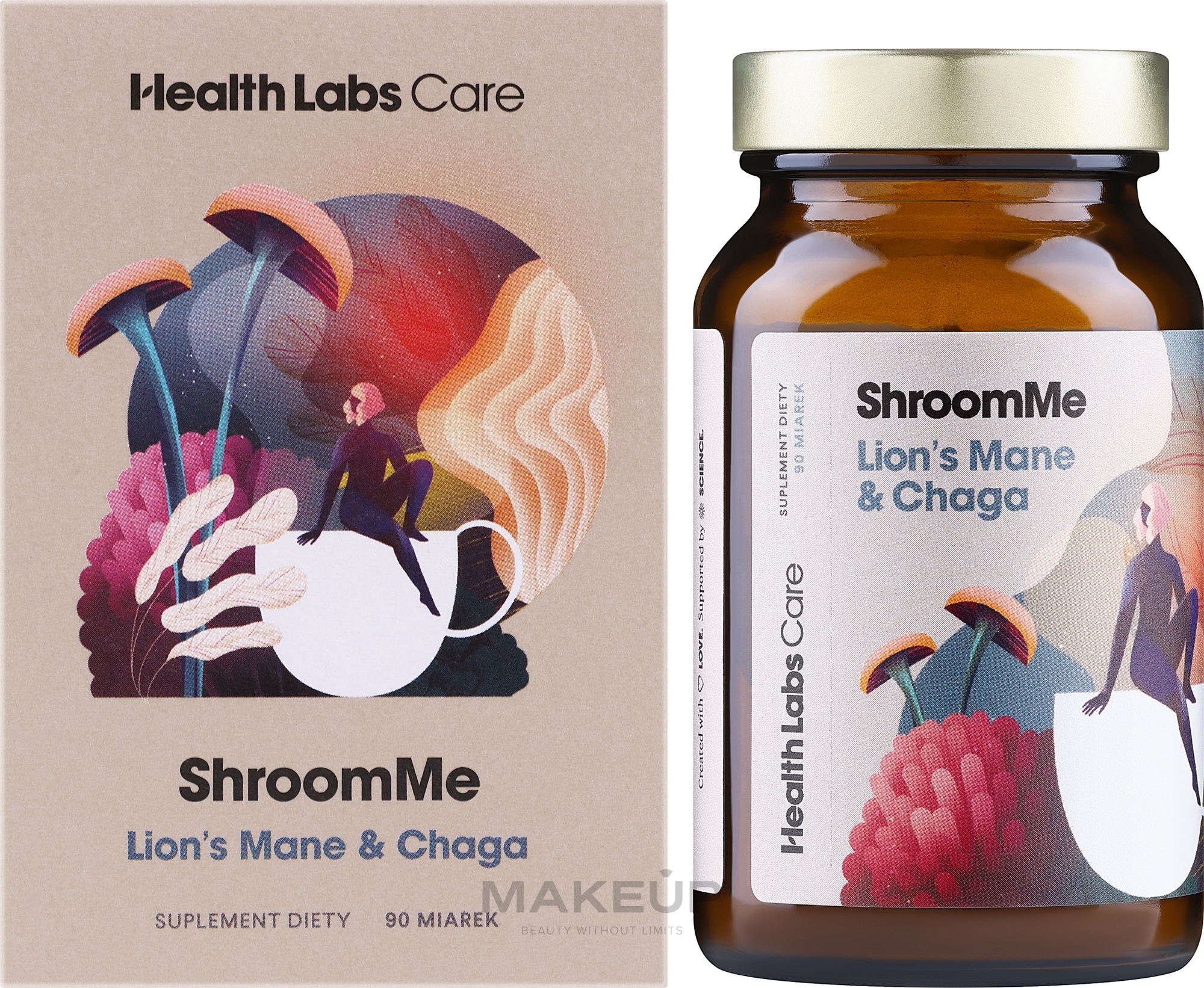 Пищевая добавка для повышения энергии и концентрации, 90 порций - HealthLabs ShroomMe Lion's Mane & Chaga — фото 90шт