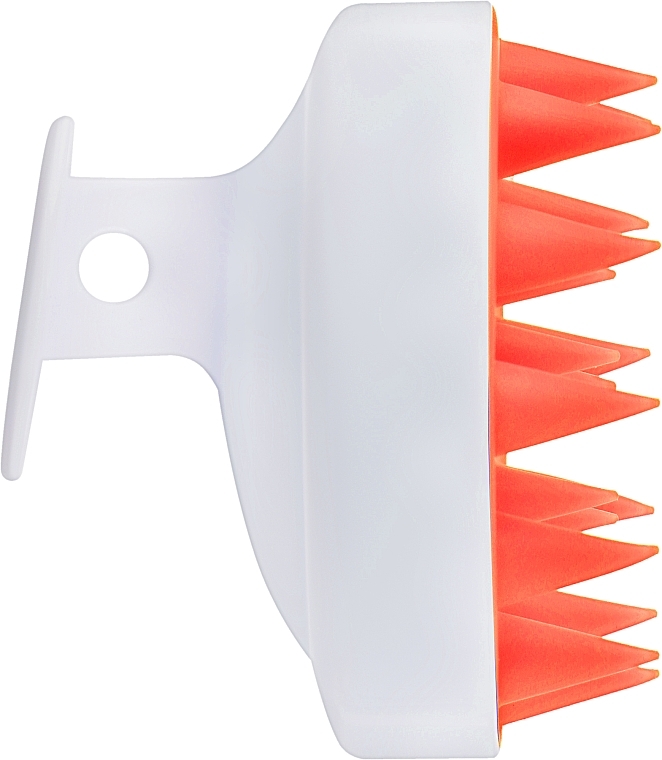 Щетка-массажер силиконовая з ручкой CS041WP, круглая матовая, белая с персиковым - Cosmo Shop — фото N2
