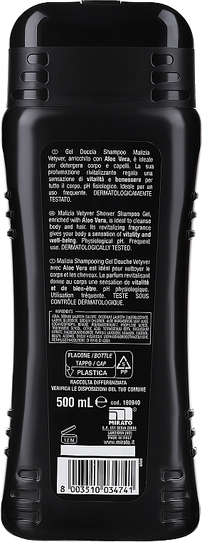 Шампунь-гель для душа - Malizia Uomo Vetyver Shower Shampoo Gel — фото N4