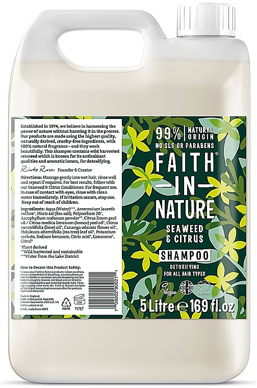Шампунь для всіх типів волосся "Морські водорості та цитрусові" - Faith In Nature Seaweed & Citrus Shampoo Refill (змінний блок) — фото N1